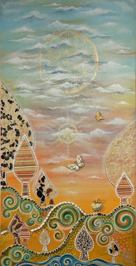 MarionMaenner LA DOLCE VITA Mixed Media 18X36 Inches.