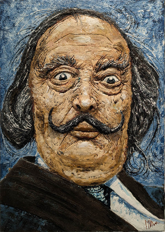 Mena Magdy SALVADOR DALI 14.25X20 Encaustic painting.