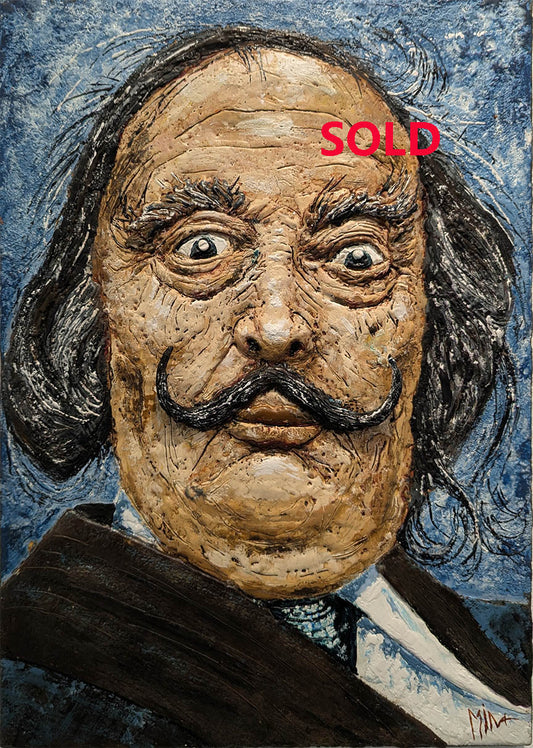 Mena Magdy SALVADOR DALI 14.25X20 Encaustic painting.
