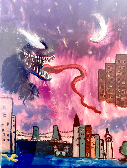 Vinay “VENOM IN BROOKLYN” 18x24 Inches mixed media resin and acrylic.